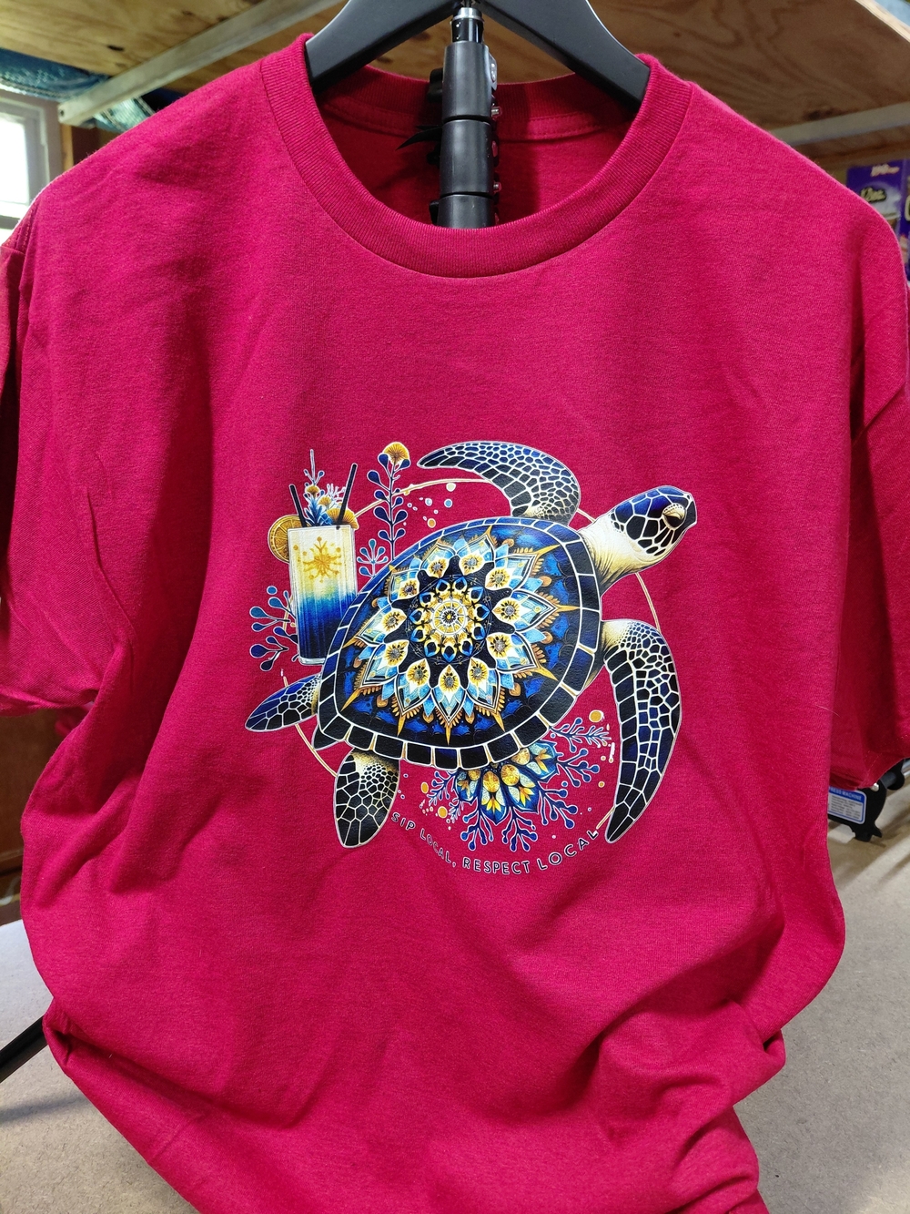 T-shirt L Womens Heather Red Gildan Heavy Cotton "Sea Turtle" Colorful New